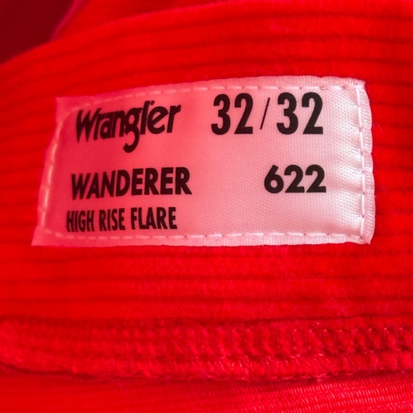 Wrangler | Wanderer High Rise Flare Red Cords Wide Bootcut Bell Bottom Jeans - Picture 12 of 16